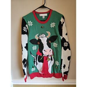 Jolly Sweaters Ugly Christmas Sweater Size Samll Green Cow Jingle Bells Holstein
